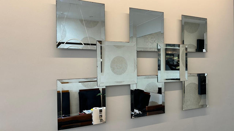 Conjunto de Espelhos de Parede Decorativos Quadrados com Bordas Chanfradas