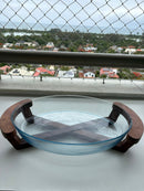 Kit 3 Travessas de Vidro Oval + Base de Madeira | Pirex Oval de Vidro